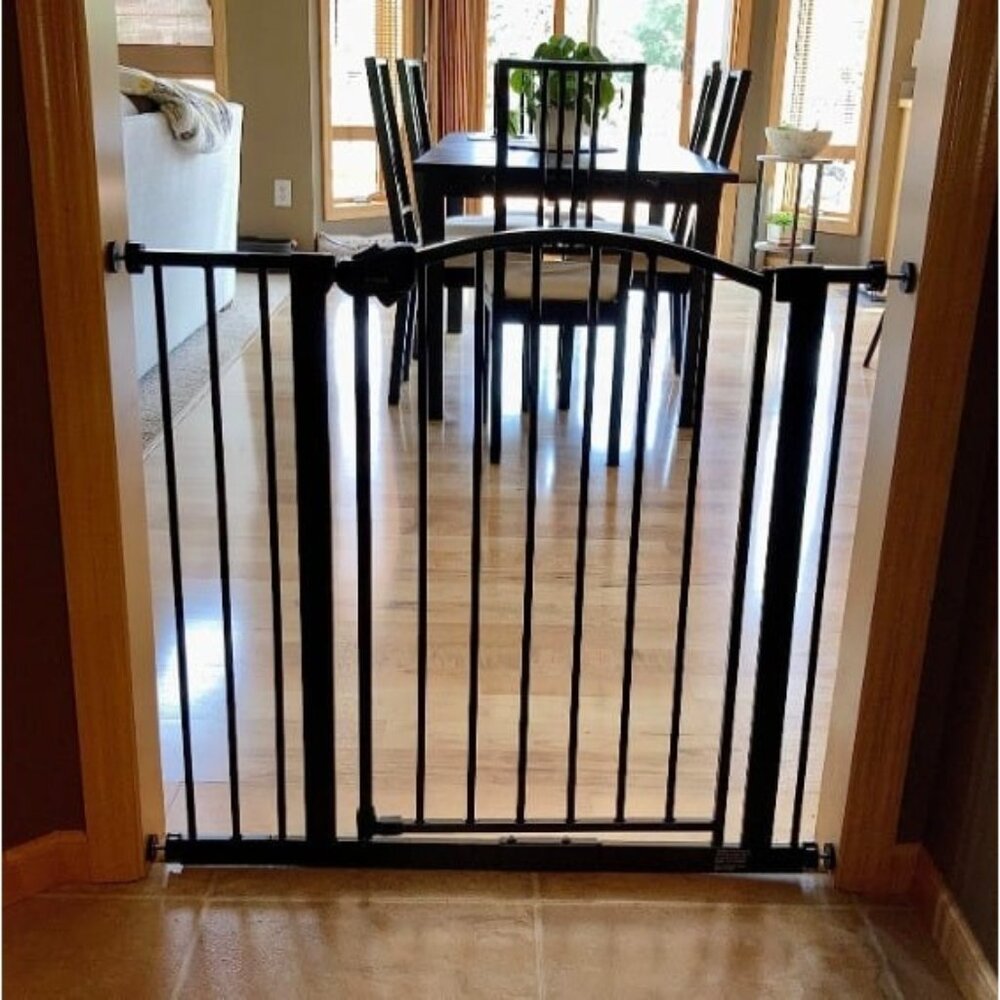 Easy Step Arched Décor Walk Thru Baby Gate, Include 4" Extension Kit, Pack of 1